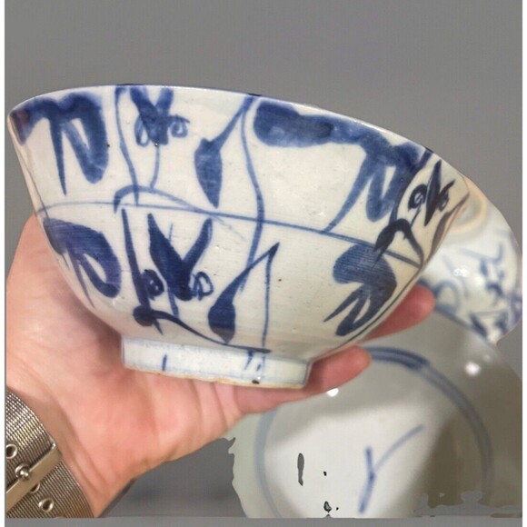 "Jing De Gu Yao" Set Of 4 Antique Chinese Blue and White Porcelain Bowls Marked - Picture 8 of 11